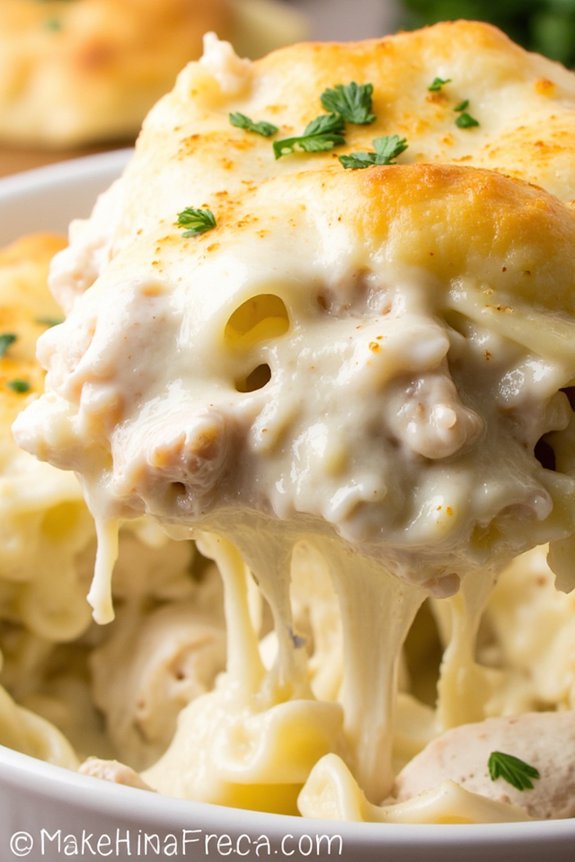 creamy chicken alfredo bake