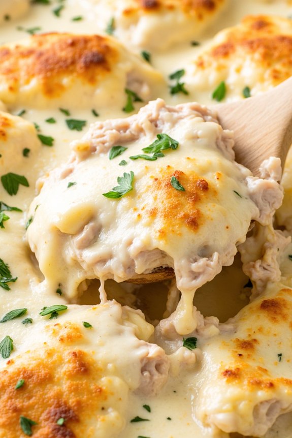 creamy chicken alfredo bake