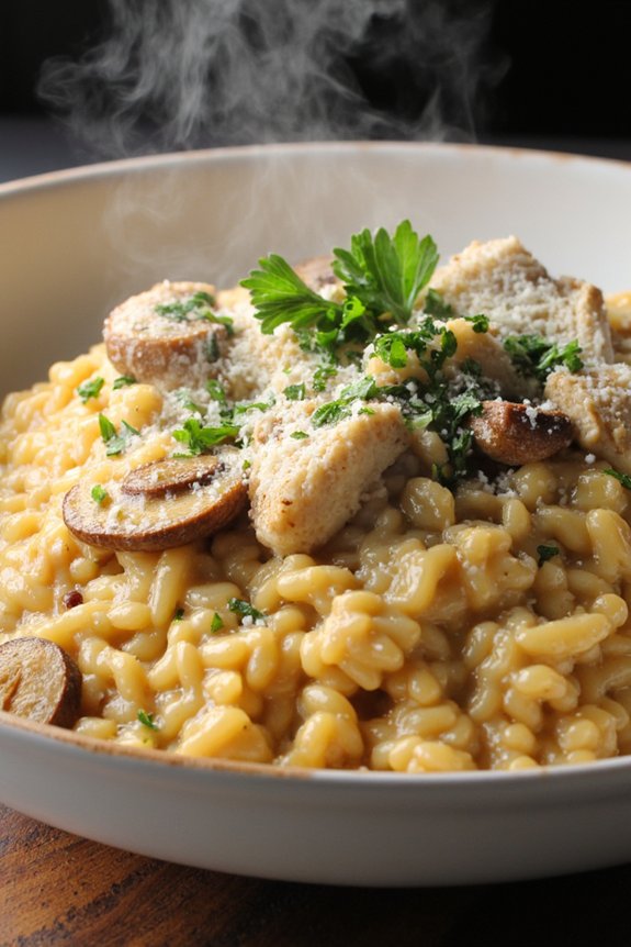 creamy chicken mushroom risotto