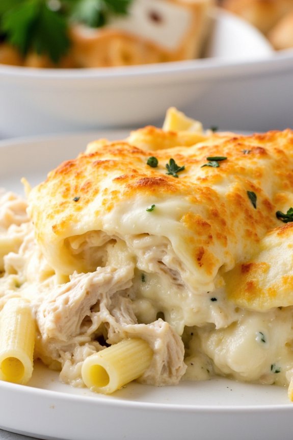 creamy chicken pasta bake