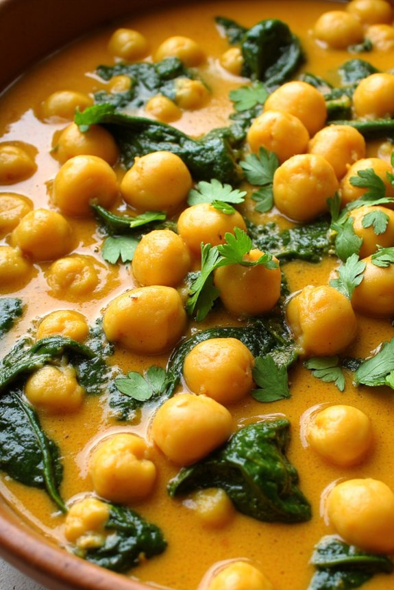 creamy chickpea spinach curry