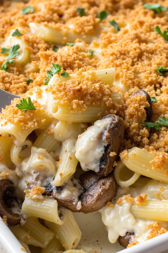 creamy mushroom pasta bake