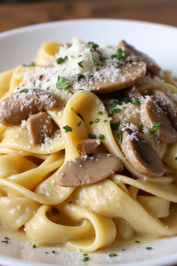 creamy mushroom pork pasta