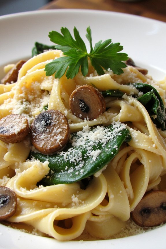 creamy mushroom spinach pasta