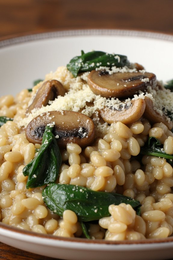 creamy mushroom spinach risotto