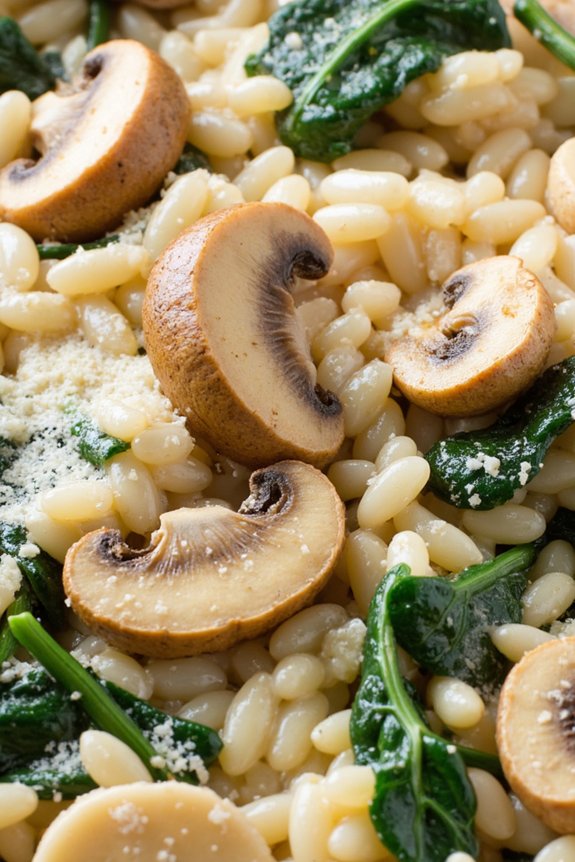 creamy mushroom spinach risotto