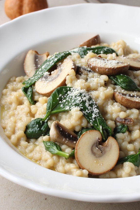creamy mushroom spinach risotto