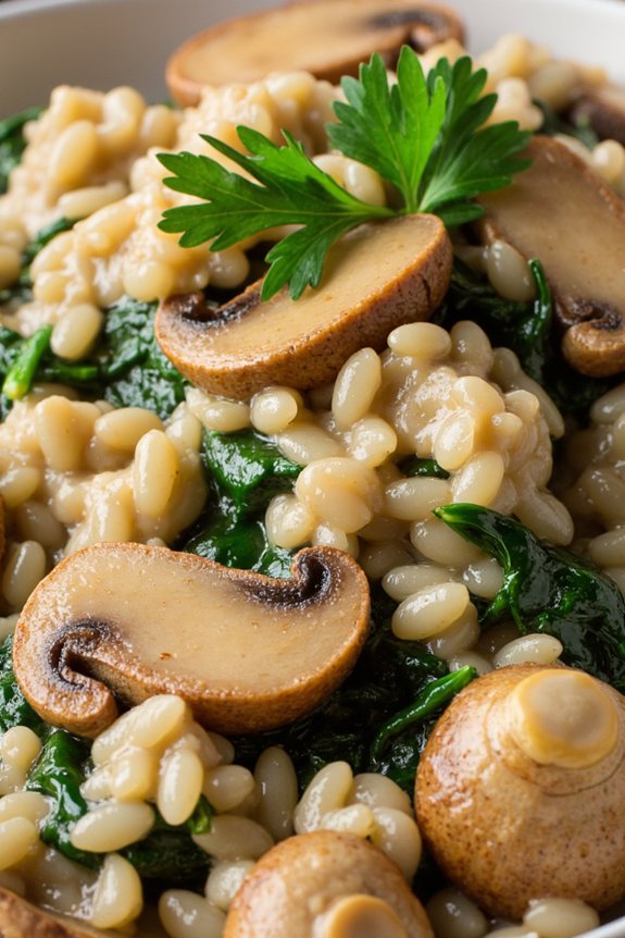 creamy mushroom spinach risotto