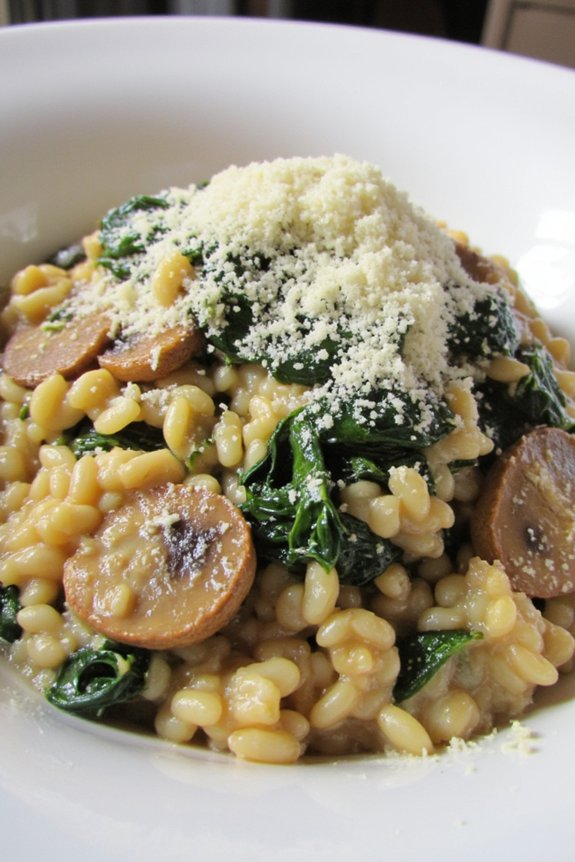 creamy mushroom spinach risotto