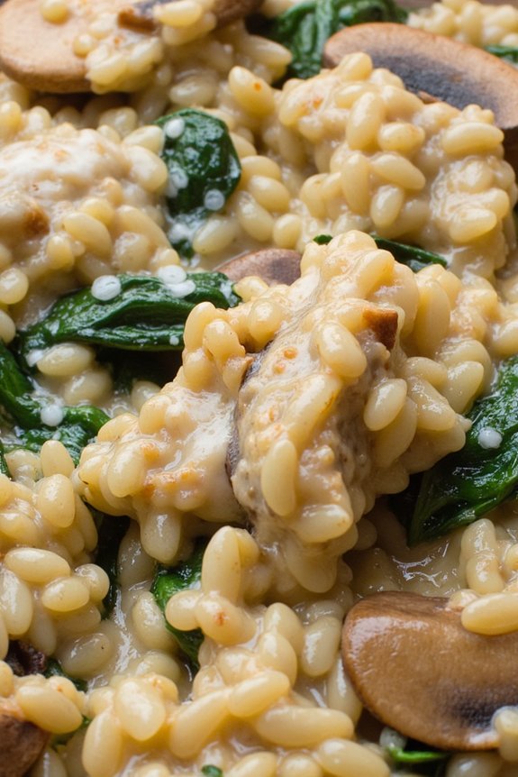 creamy mushroom spinach risotto