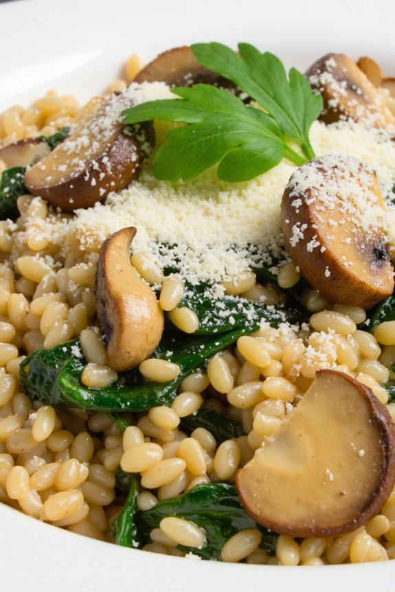 creamy mushroom spinach risotto