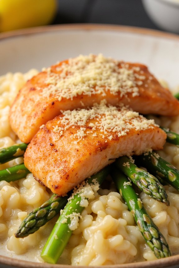 creamy salmon asparagus risotto