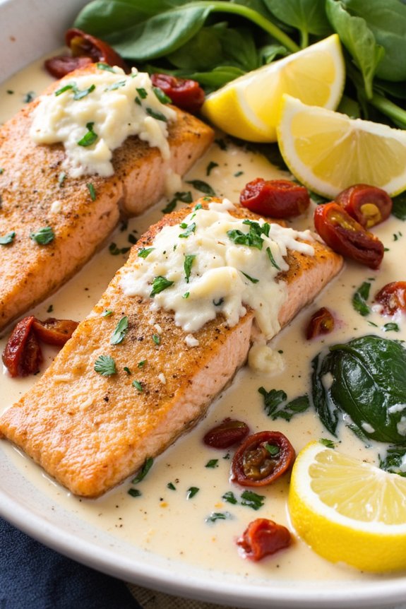 creamy salmon with spinach