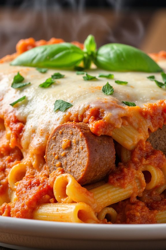 creamy sausage baked ziti