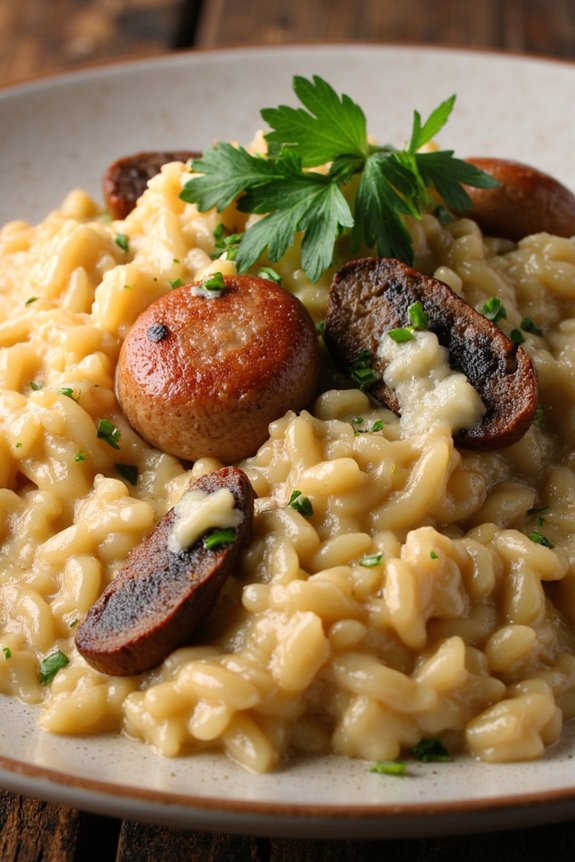 creamy sausage mushroom risotto