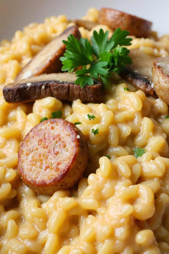 creamy sausage mushroom risotto