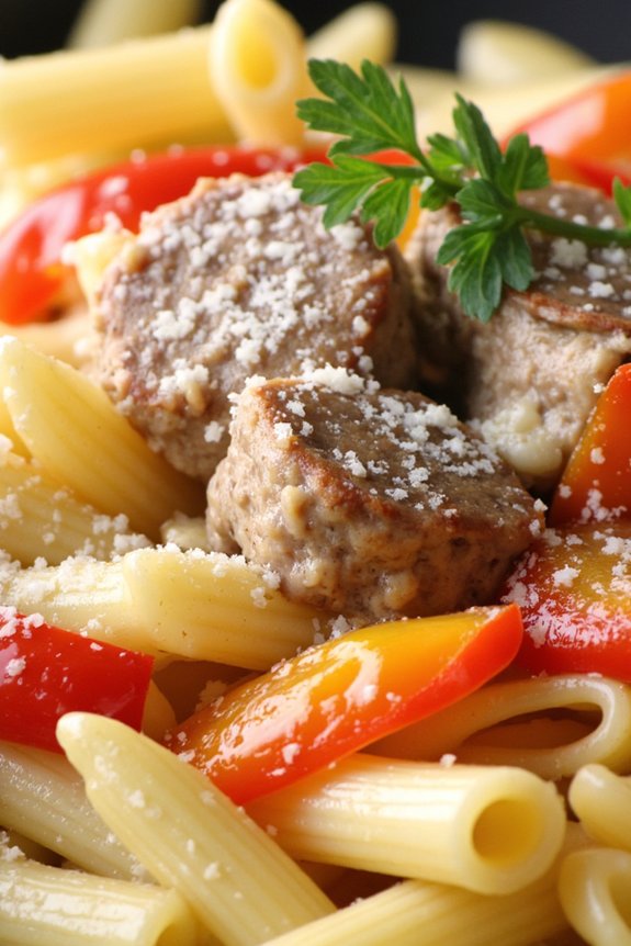 creamy sausage pepper pasta