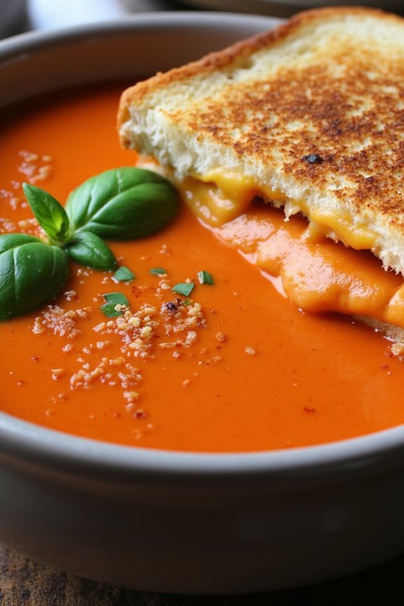 creamy soup and grilled cheese