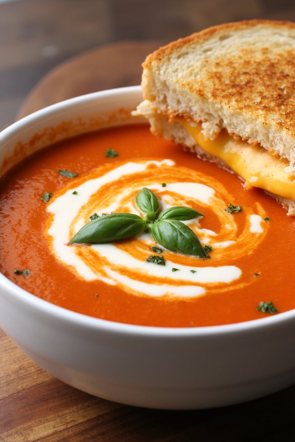 creamy soup and grilled cheese