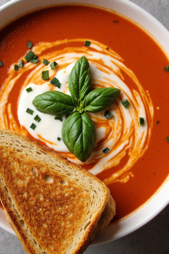 creamy soup with grilled cheese