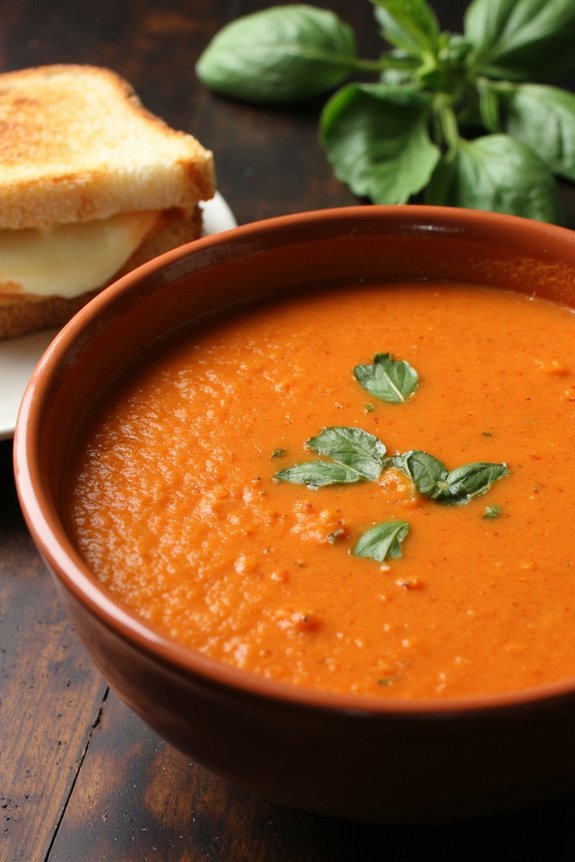 creamy soup with grilled cheese