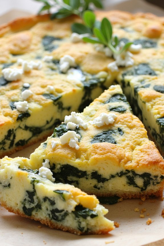 creamy spinach feta frittata