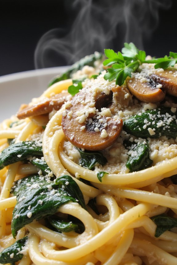 creamy spinach mushroom pasta