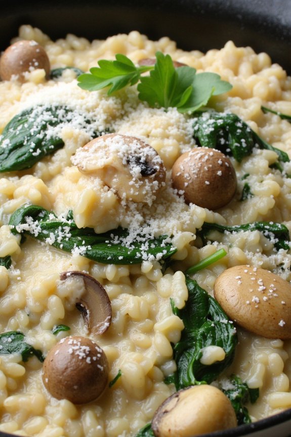 creamy spinach mushroom risotto