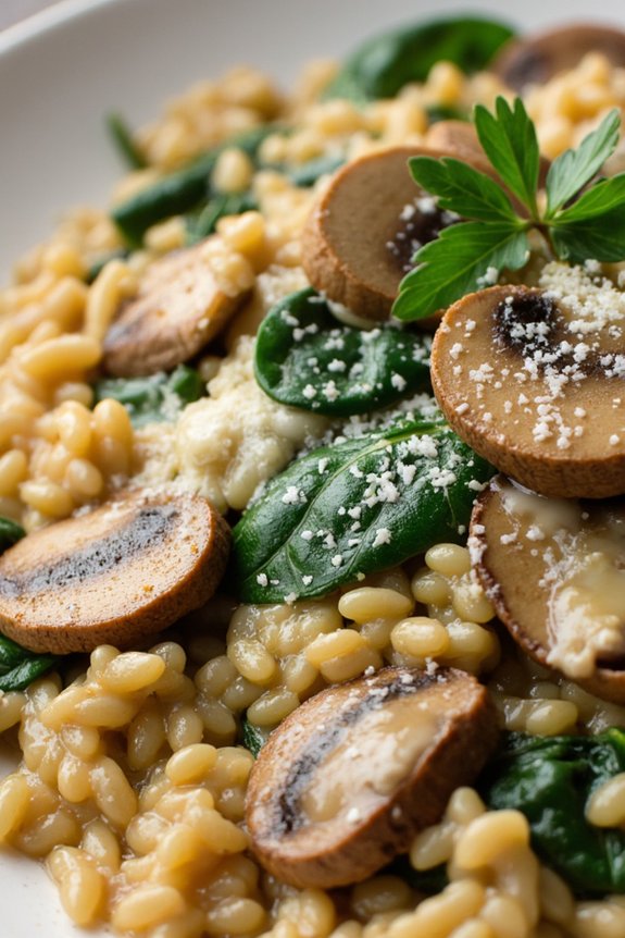 creamy spinach mushroom risotto