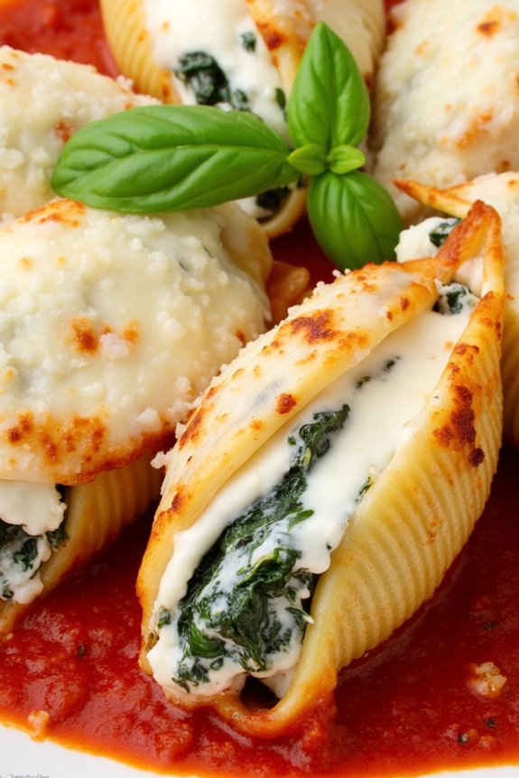 creamy spinach ricotta shells