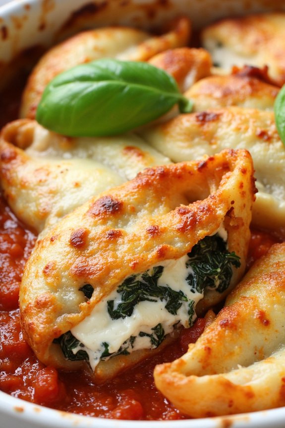 creamy spinach ricotta shells