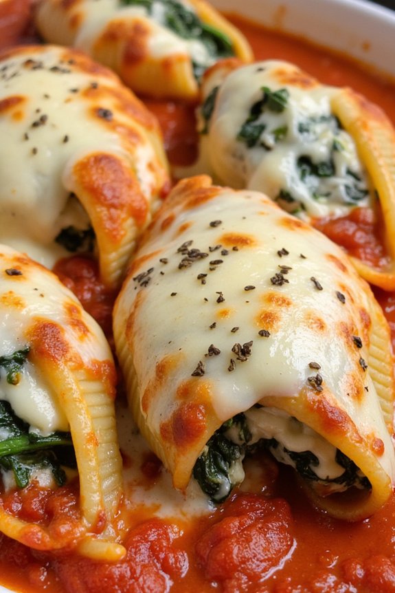 creamy spinach ricotta shells
