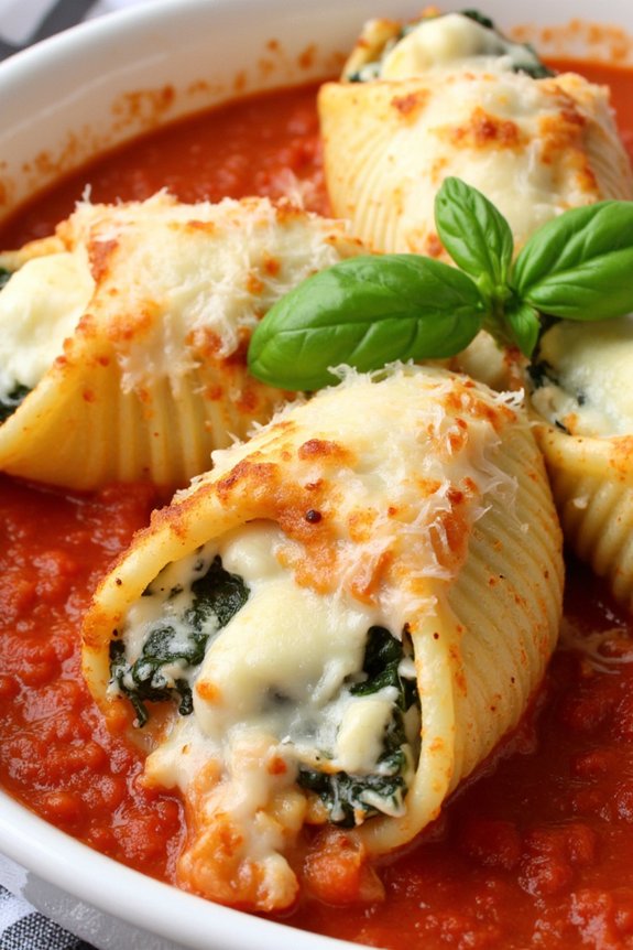 creamy spinach ricotta shells