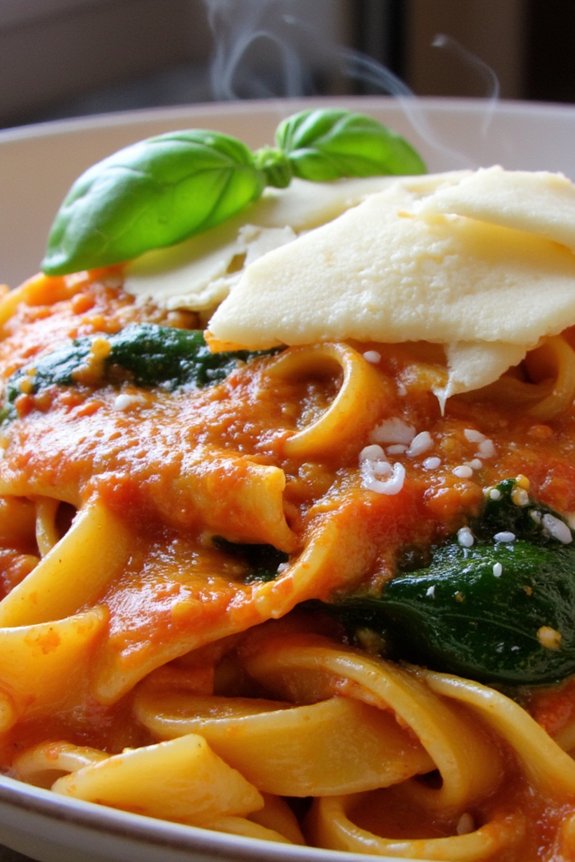 creamy spinach tomato pasta