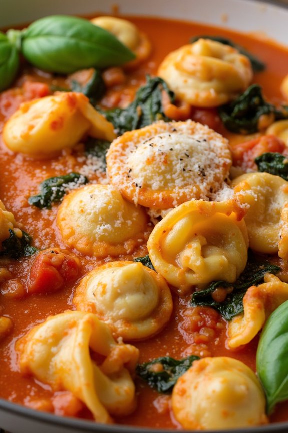 creamy tomato spinach tortellini