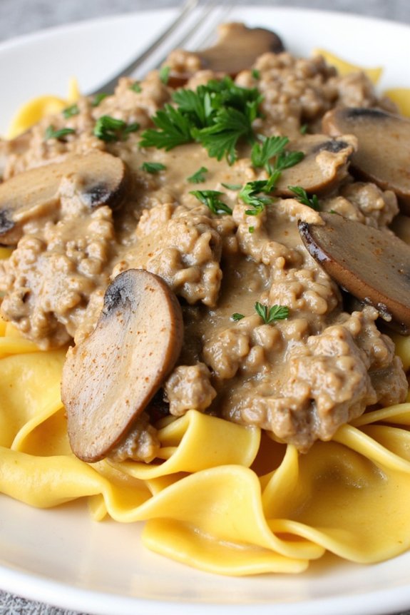 creamy turkey mushroom stroganoff