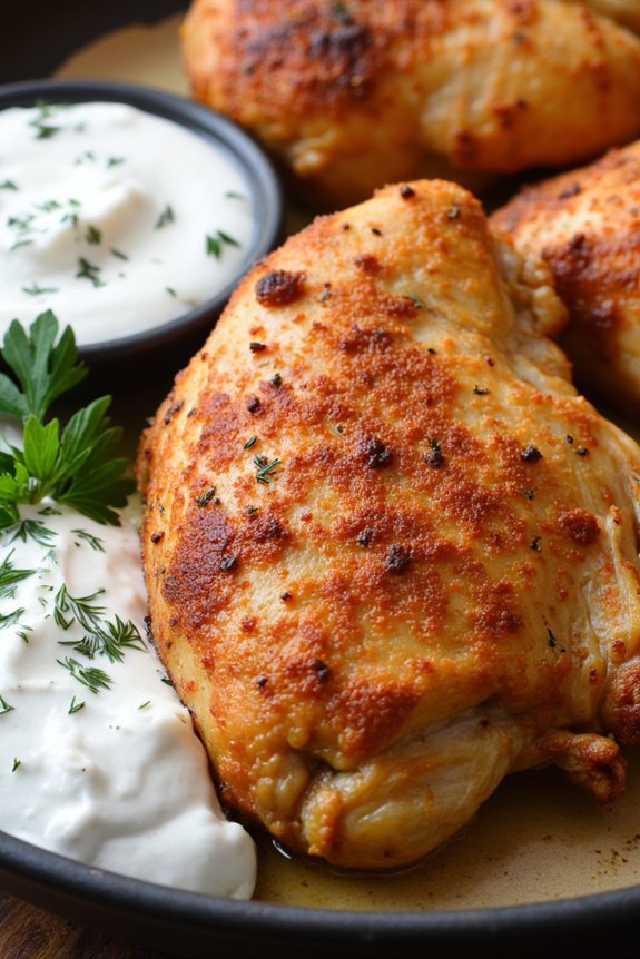 crispy chicken with yogurt sauce