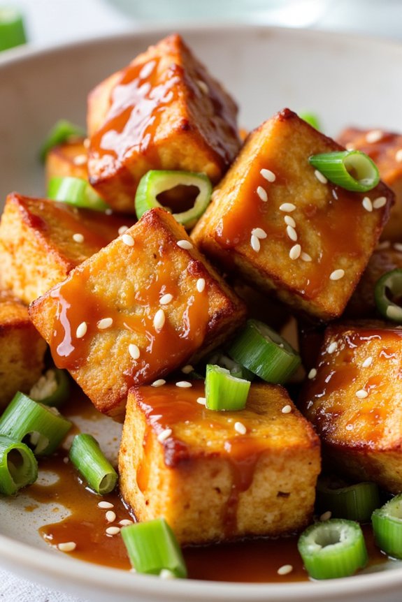 crispy teriyaki air fried tofu