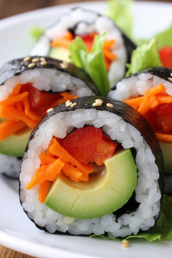 crunchy veggie sushi rolls