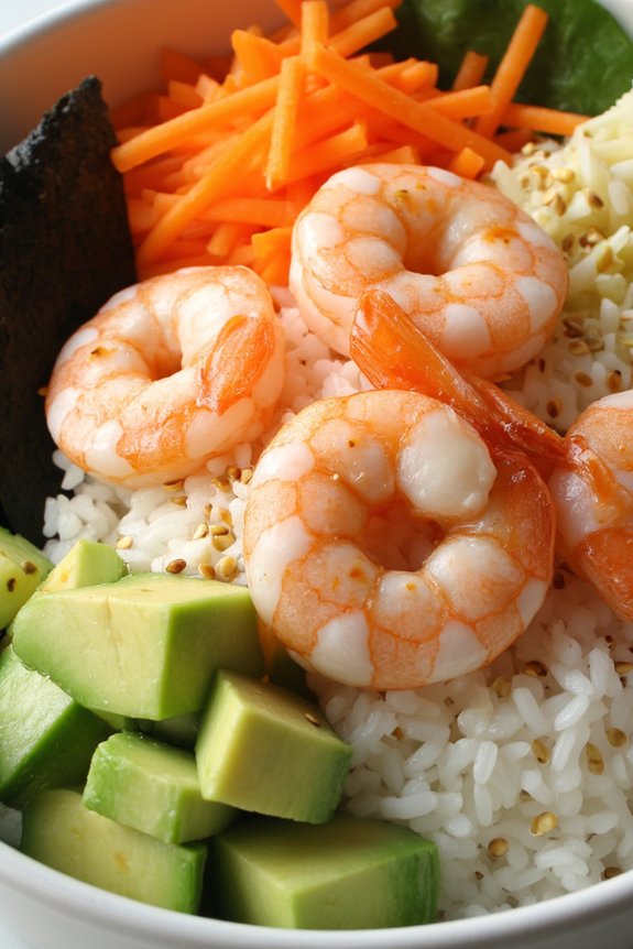 deconstructed shrimp sushi bowl