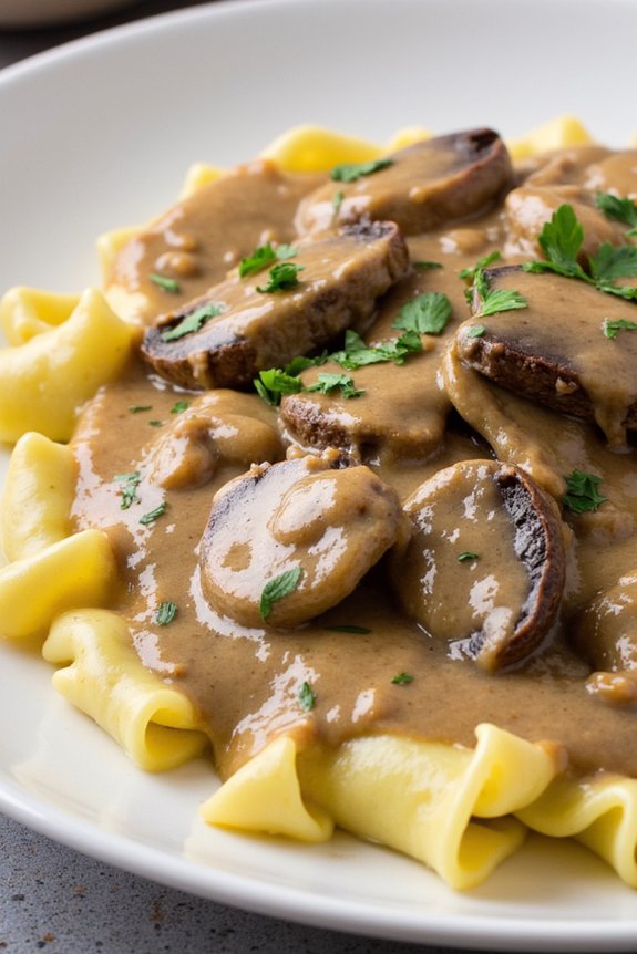 delicious dairy free mushroom stroganoff