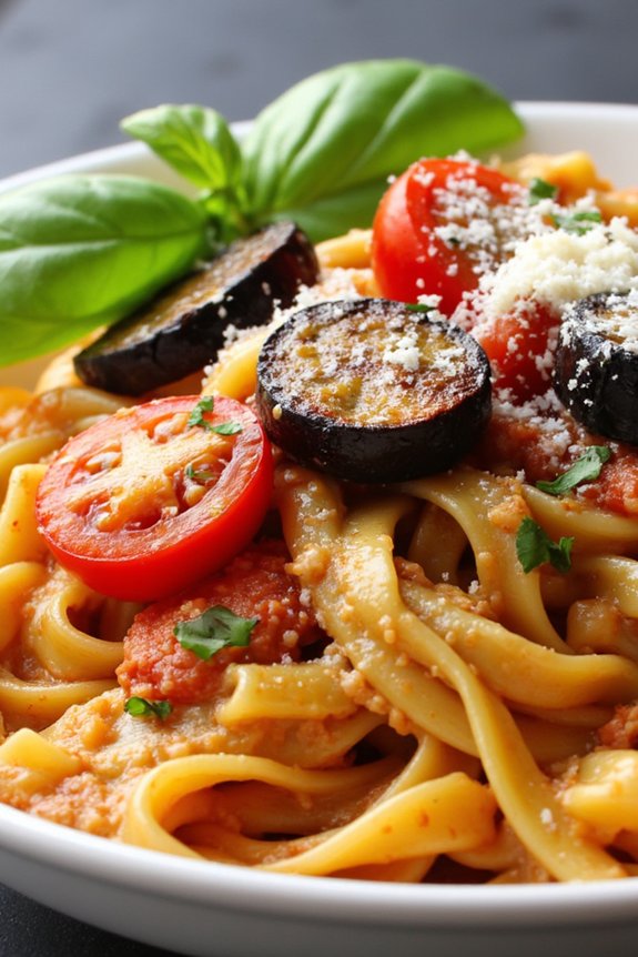 delicious eggplant tomato pasta
