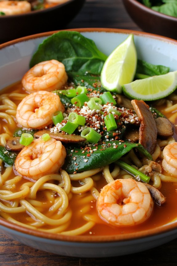 delicious garlic shrimp ramen