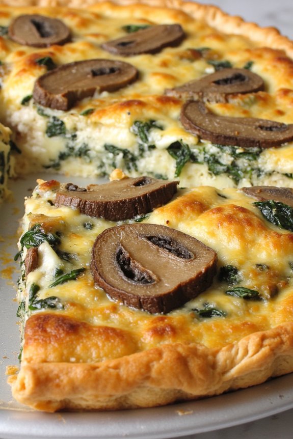 delicious spinach mushroom quiche