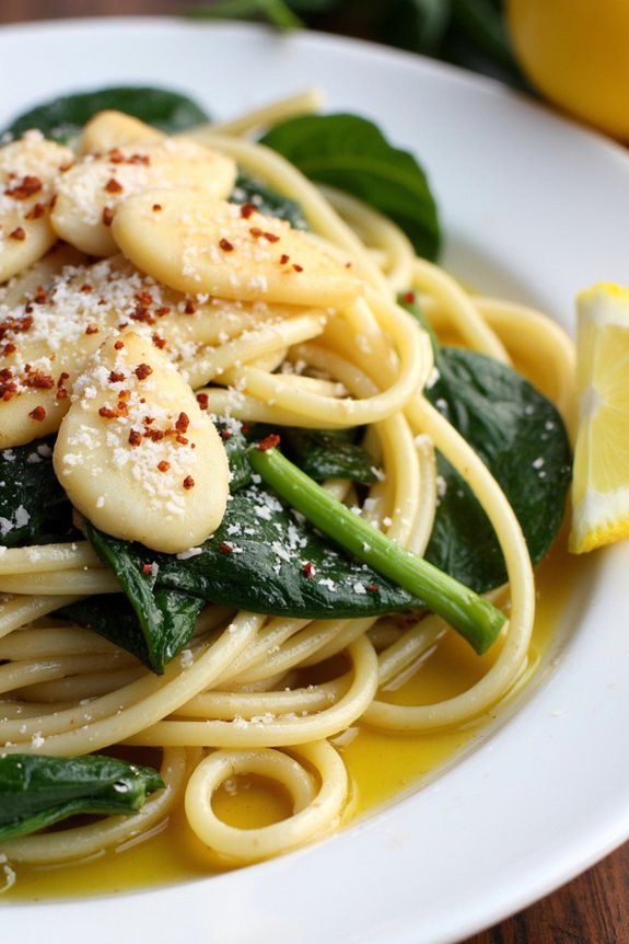 delightful garlic spinach spaghetti
