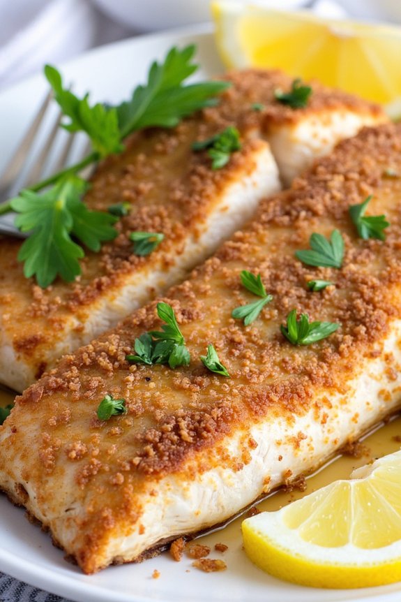 elegant almond crusted trout dish