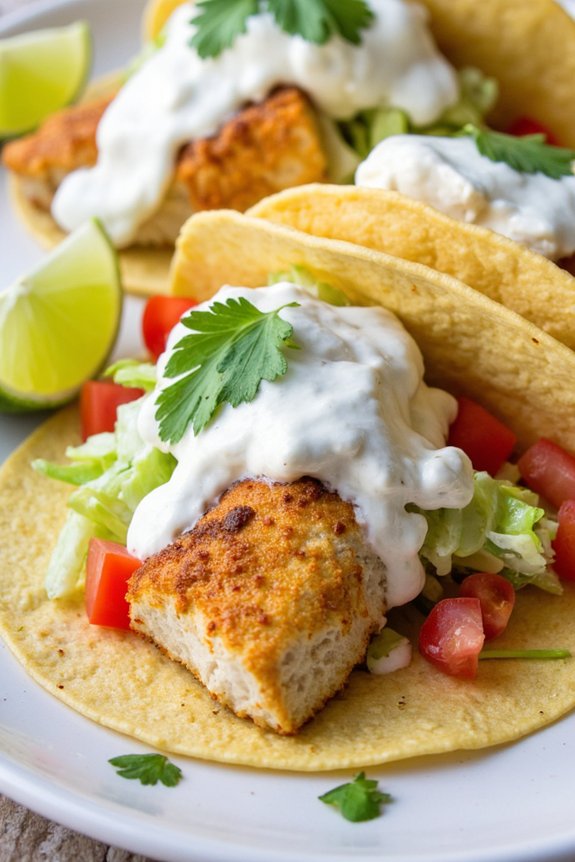 fish tacos with lime crema