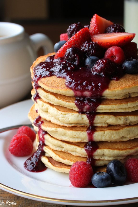 fluffy pancakes with berry compote