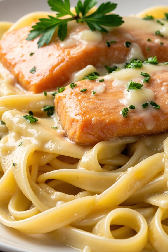 garlic butter salmon pasta