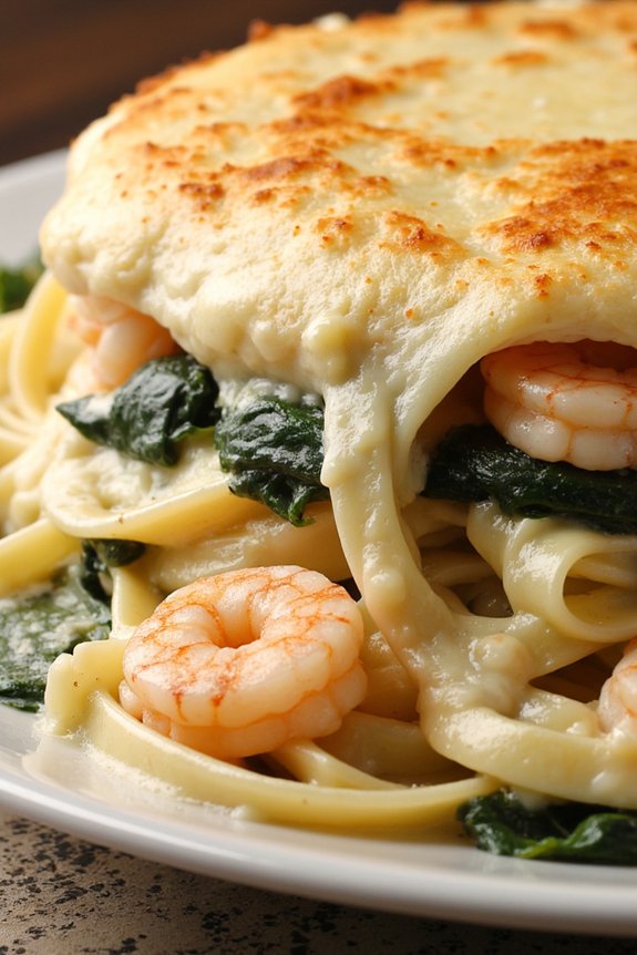 garlic shrimp spinach fettuccine